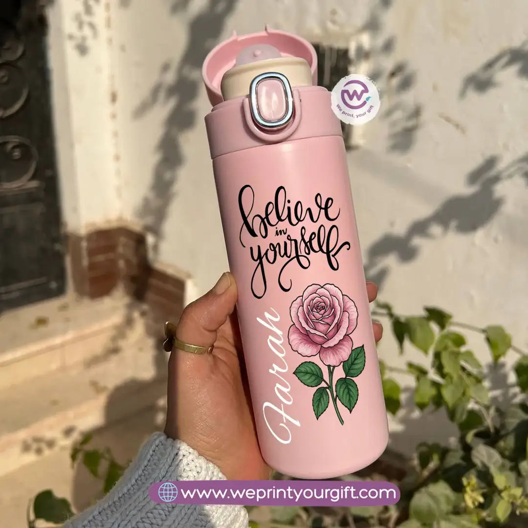 Stainless Steel Thermal Mug with Digital Temperature Display – 420ml - Motivational Floral Designs - WE PRINT