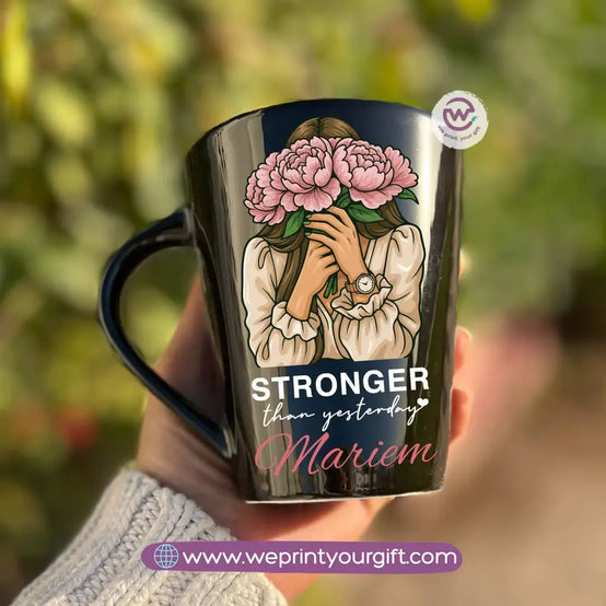Motivational Digital Art Edition Black Conical Porcelain Mug – 350 ml | UV Raised Sticker Printing - WE PRINT