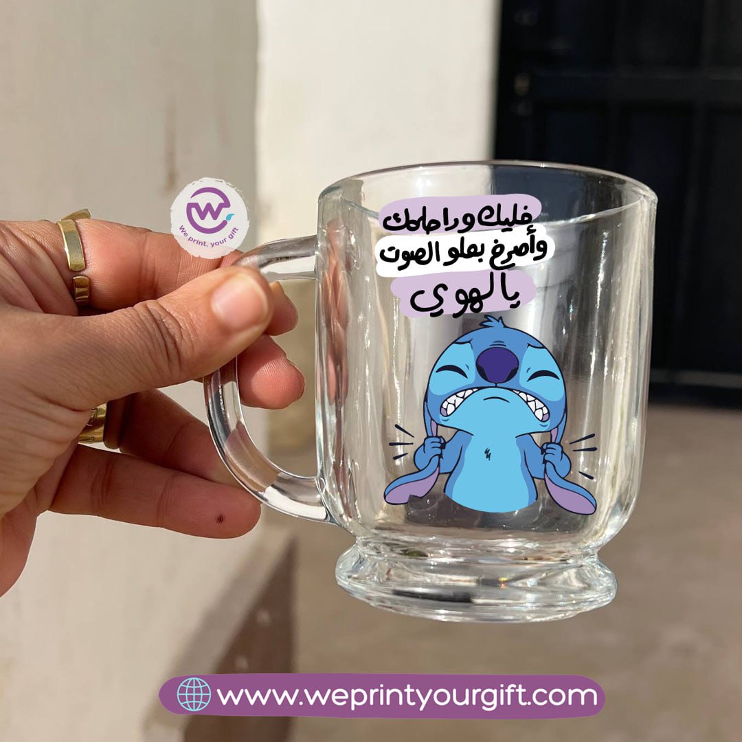 Clear Glass Espresso Coffee Cup – 250 ml | Funny Stitch-Inspired Designs