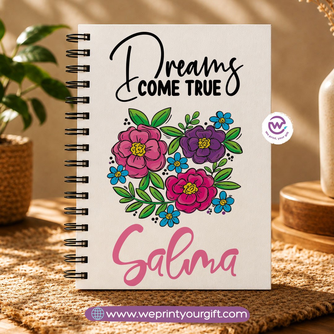 Motivational Digital Art Wooden Cover Notebook