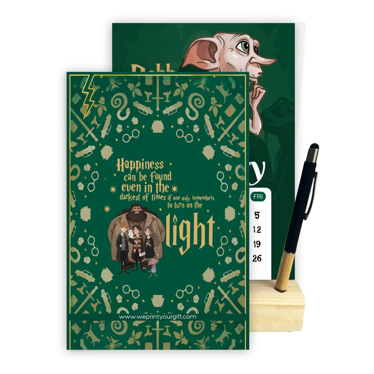 HARRY POTTER 2027 Desk Calendar – Magical Monthly Designs with Wooden Stand & Bamboo Touch Pen