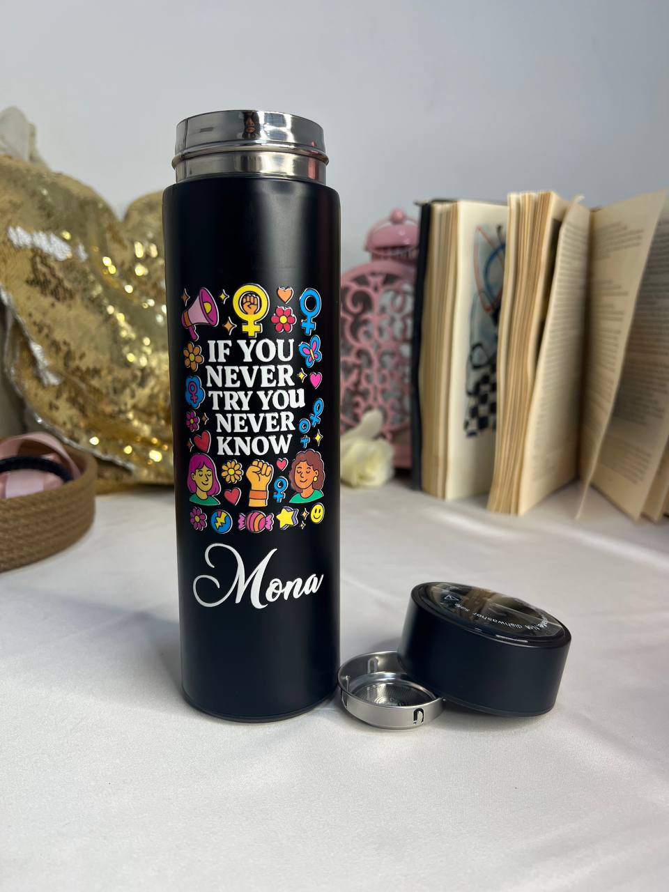 Digital Stainless Steel Thermos with Touch Screen –Sticker Print-Buy 2 Get 1 free