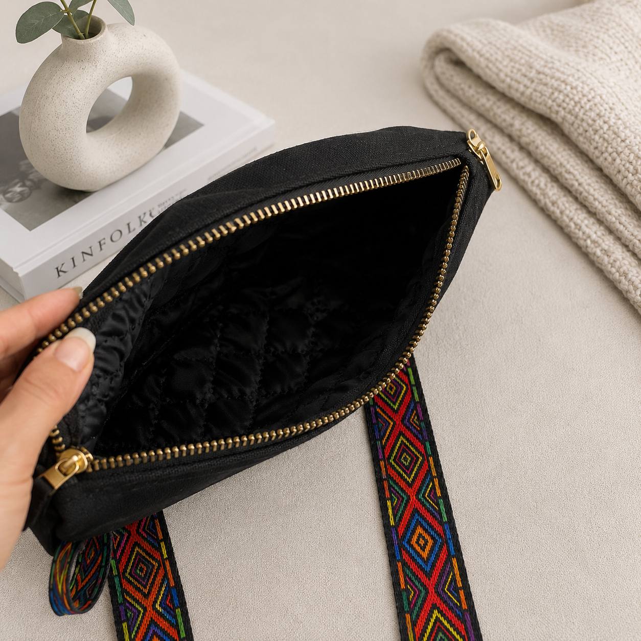 Shoulder Bag with Colorful Strap - Customization Options