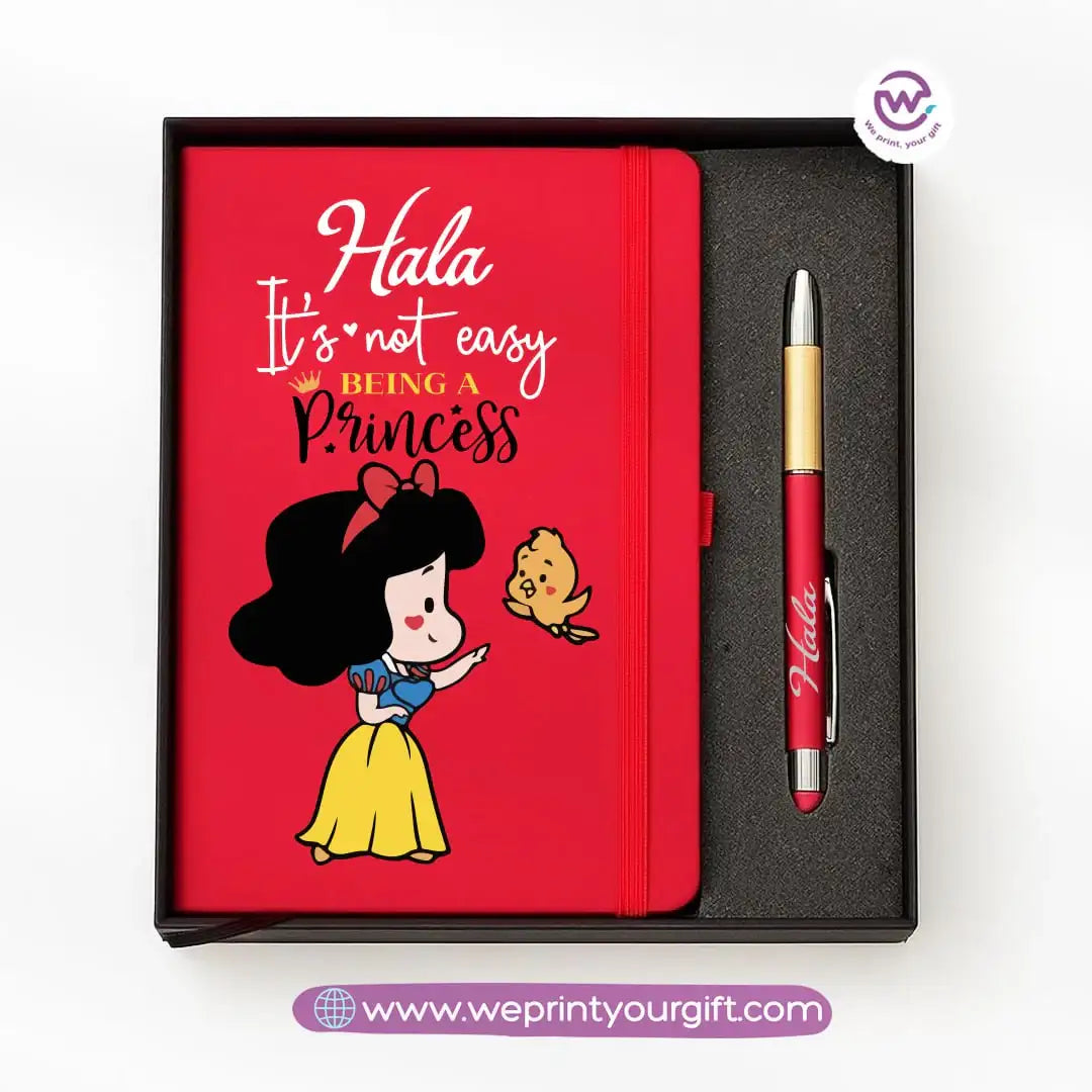👑 Princess-Inspired Personalized Gift Box with Notebook & Metal Pen - WE PRINT