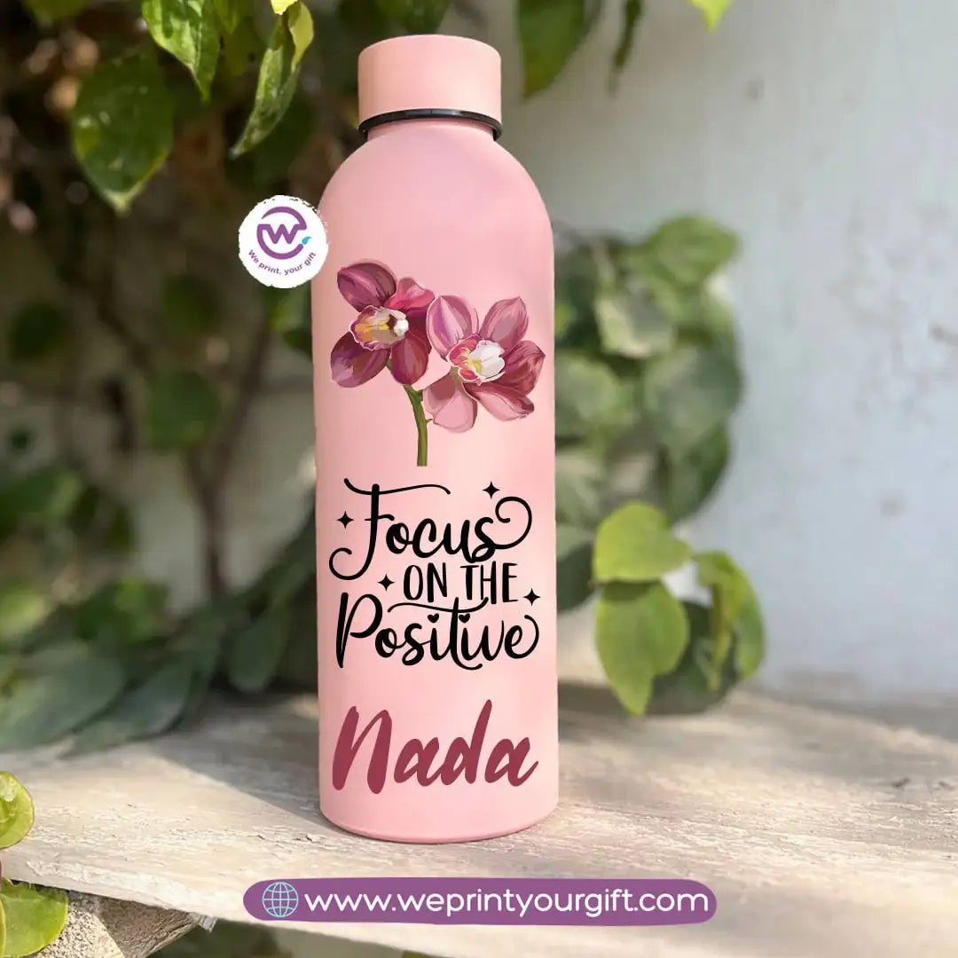 Floral Motivational Thermal Bottle – Stainless Steel | 500 ml - WE PRINT