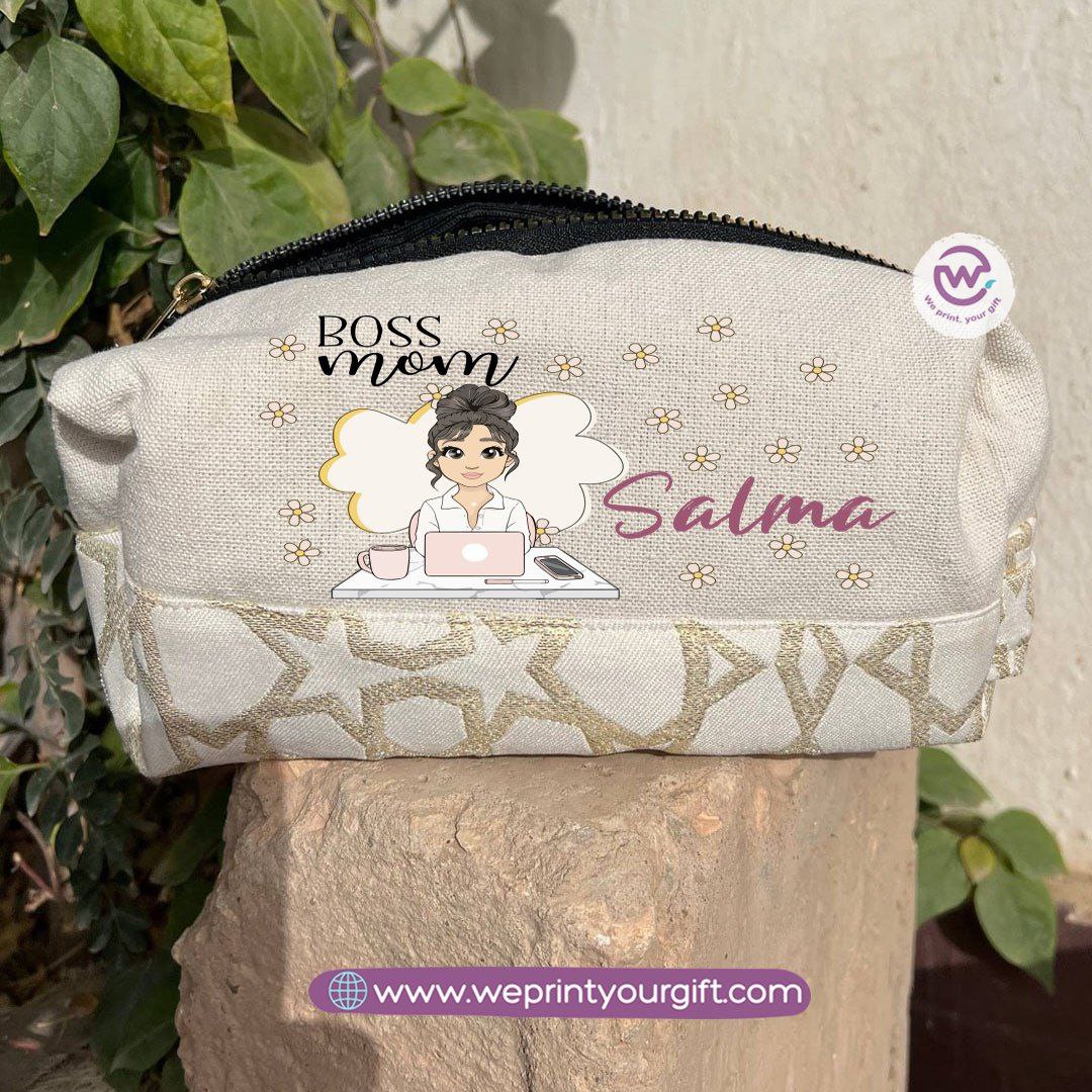 Islamic Pattern Mother’s Day Boxy Pouch – Cotton Makeup & Pencil Case