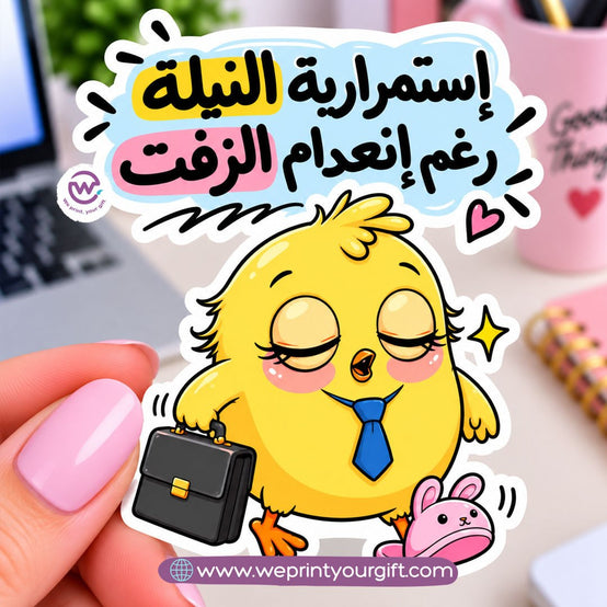 Little Chick, Big Workday Feelings – Egyptian Arabic Comic Sticker