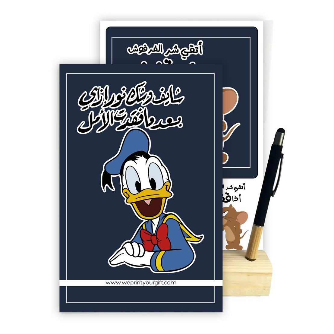 2027 Funny Comics Desk Calendar – A5 Wooden Stand with Bamboo Touch Pen | 12 Unique Monthly Designs