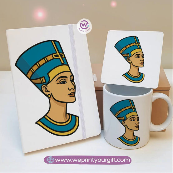 Egyptian Pharaonic Design Gift Set – Notebook, Mug & Coaster