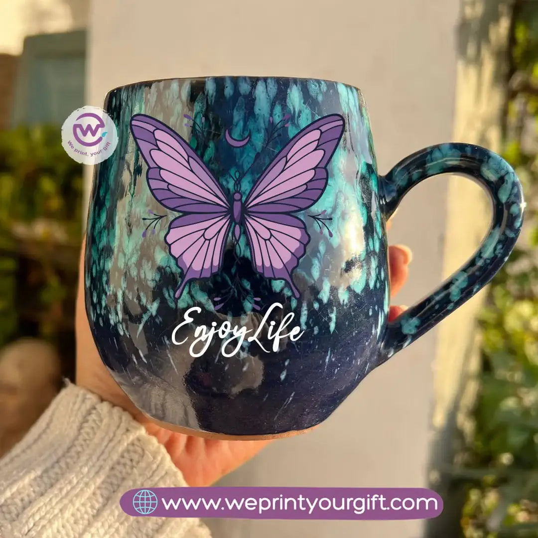 Dark Blue & Green Galaxy Pottery Mug – 400 ml | Digital Art Designs - WE PRINT