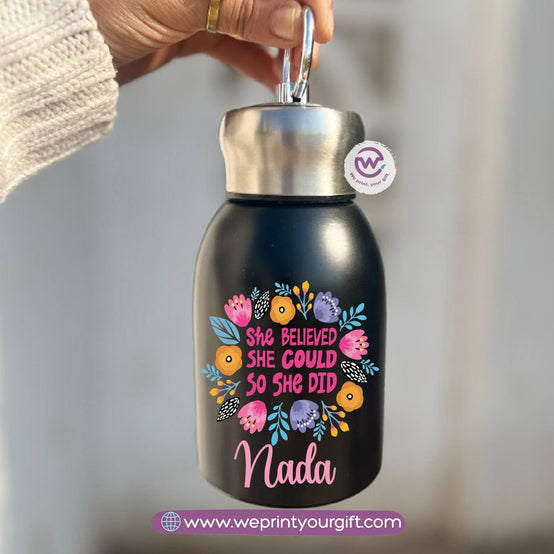 Mini Thermal Coffee Mug – 300ml | 304 Stainless Steel | Floral Motivational Designs