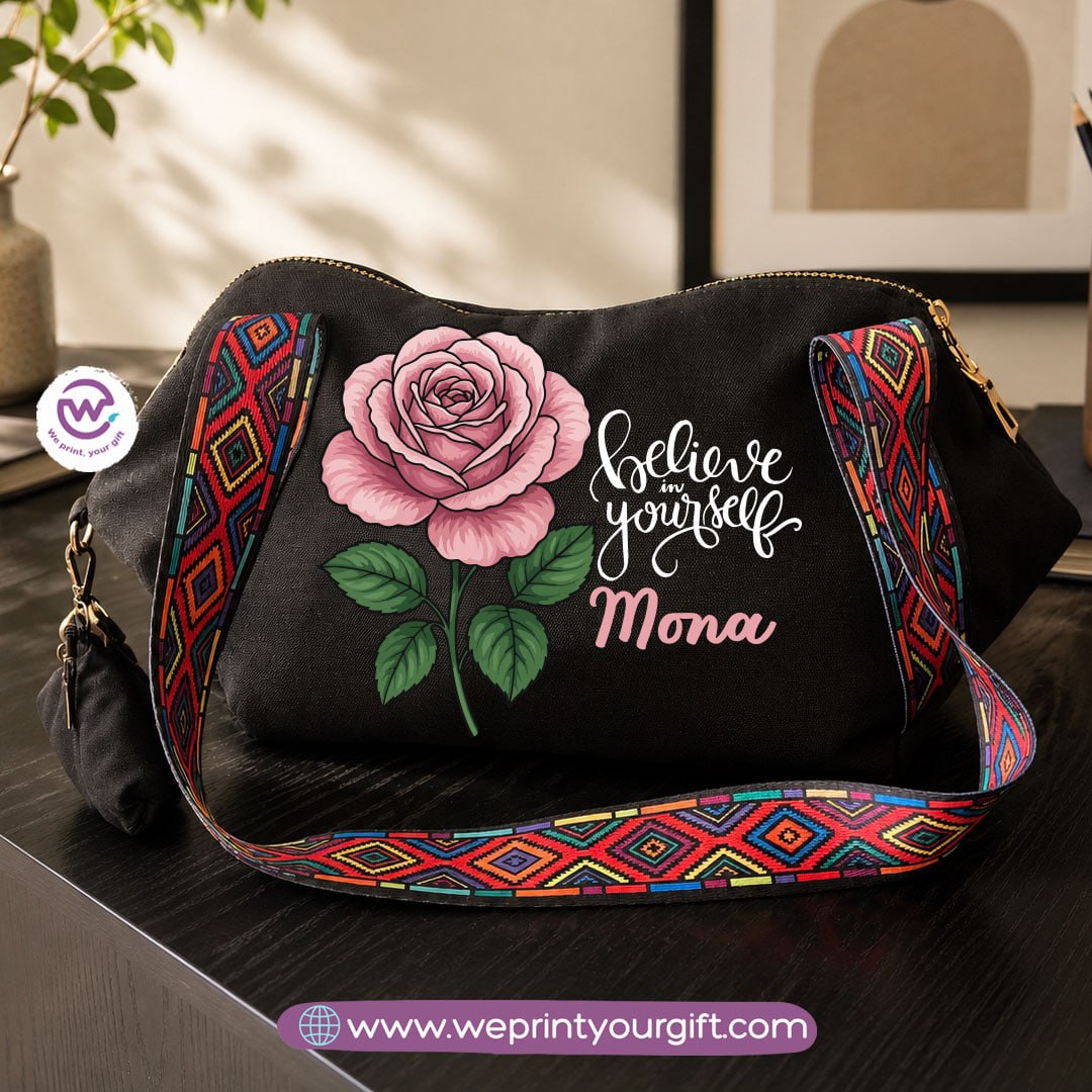 Motivational Digital Art Shoulder Bag & Pouch Set
