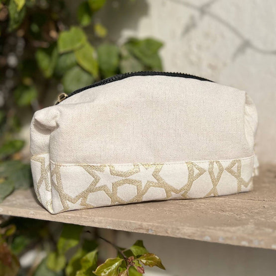 Islamic Pattern Boxy Pouch – Cotton Makeup & Pencil Case- Customization Options