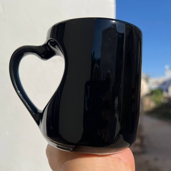 Hollow Heart Handle Mug – 350 ml | UV Raised Sticker Printing -Customization Options