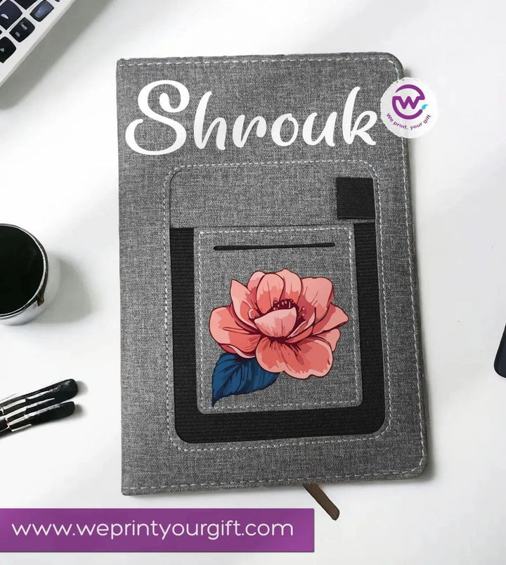 Notebook with fabric Cover& pocket- Names - WE PRINT