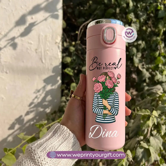 Stainless Steel Thermal Mug with Digital Temperature Display – 420ml - Motivational Floral Designs - WE PRINT