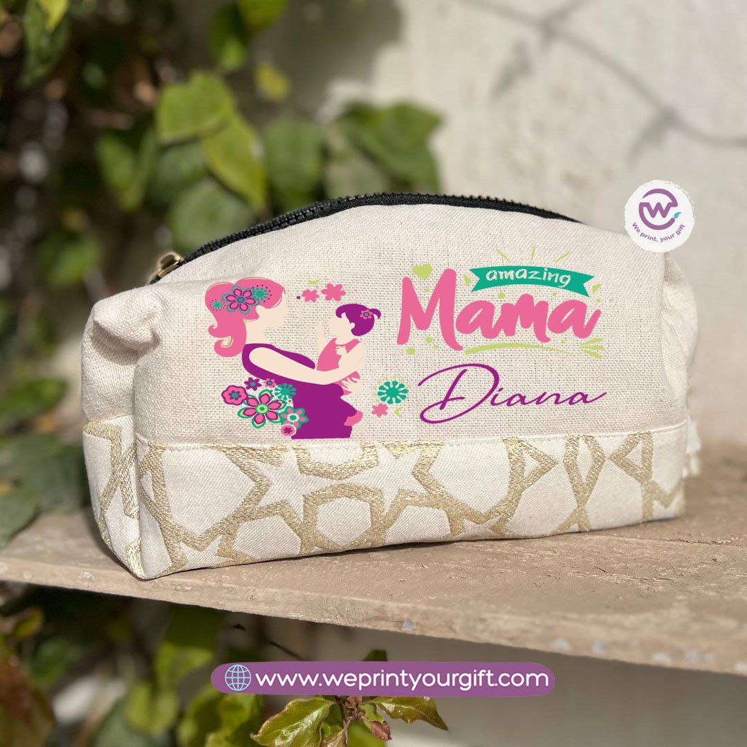 Islamic Pattern Mother’s Day Boxy Pouch – Cotton Makeup & Pencil Case