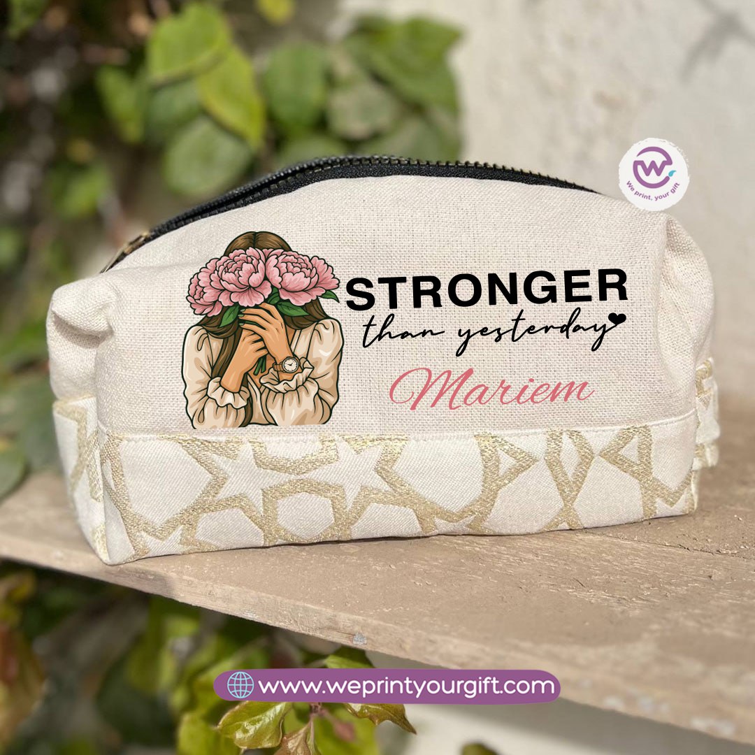 Islamic Pattern Digital Art Boxy Pouch – Cotton Makeup & Pencil Case