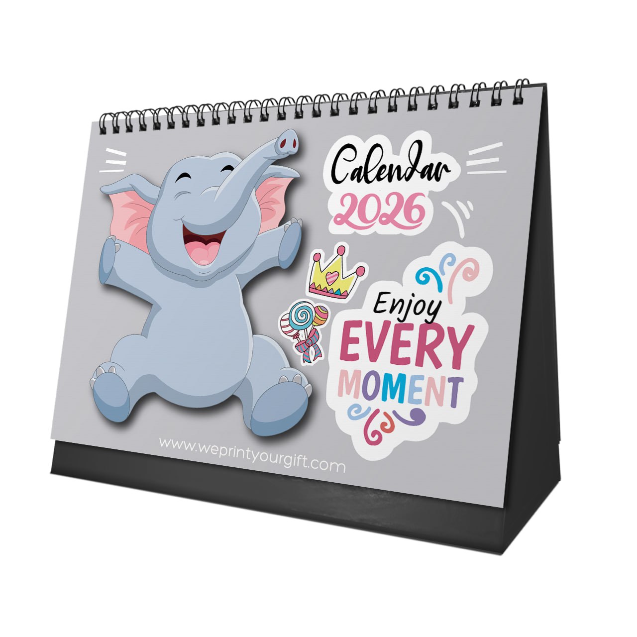 Cute Elephant Desk Calendar 2026