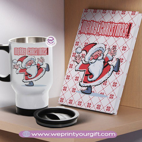 مجموعة دفاتر ملاحظات وأكواب سفر لعيد الميلاد - هدية شخصية مميزة | نطبع هديتك