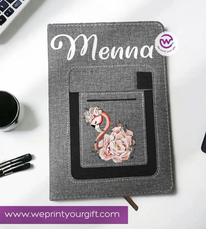 Notebook with fabric Cover& pocket- Names - WE PRINT