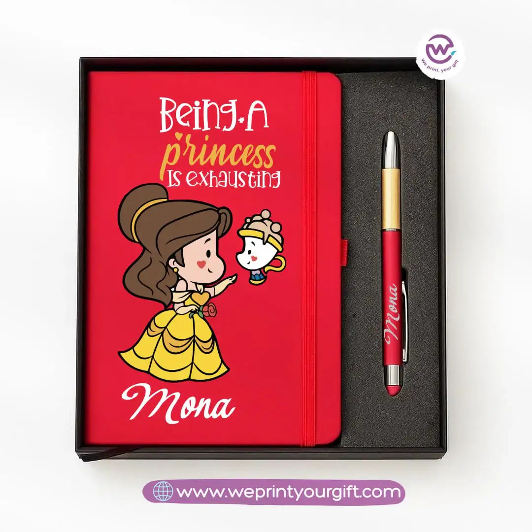 👑 Princess-Inspired Personalized Gift Box with Notebook & Metal Pen - WE PRINT