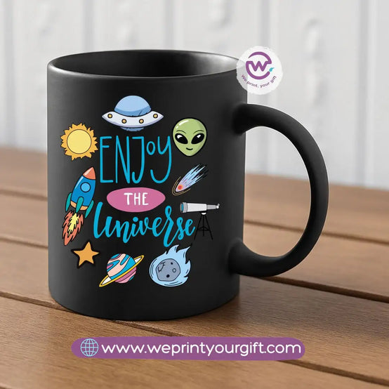 Black Classic Mug – 350 ml | Space Designs | UV Raised Sticker Printing - WE PRINT