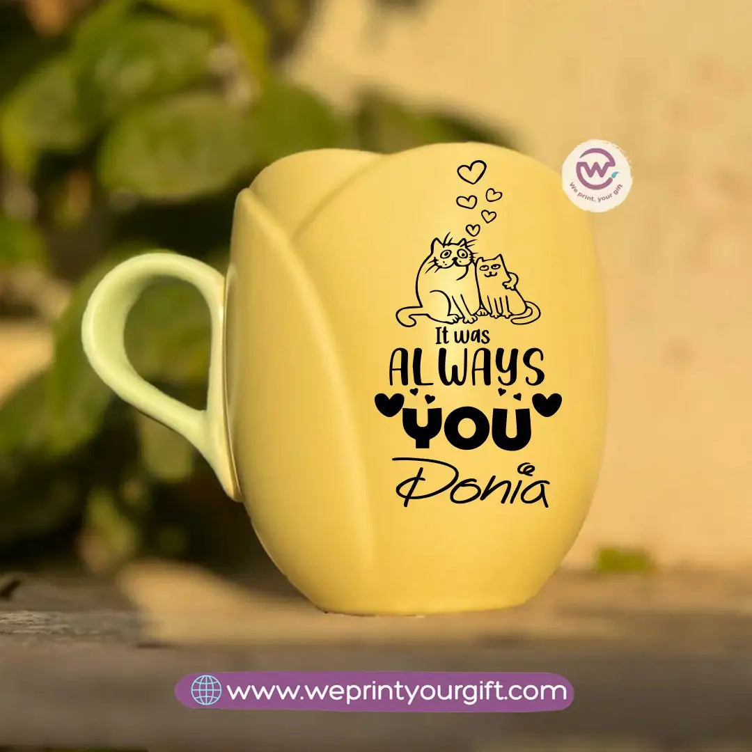 Tulip Flower Mug – 300 ml | Valentine One Line Art Design - WE PRINT