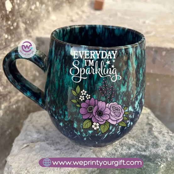 Dark Blue & Green Galaxy Pottery Mug – 400 ml | Digital Art Designs - WE PRINT