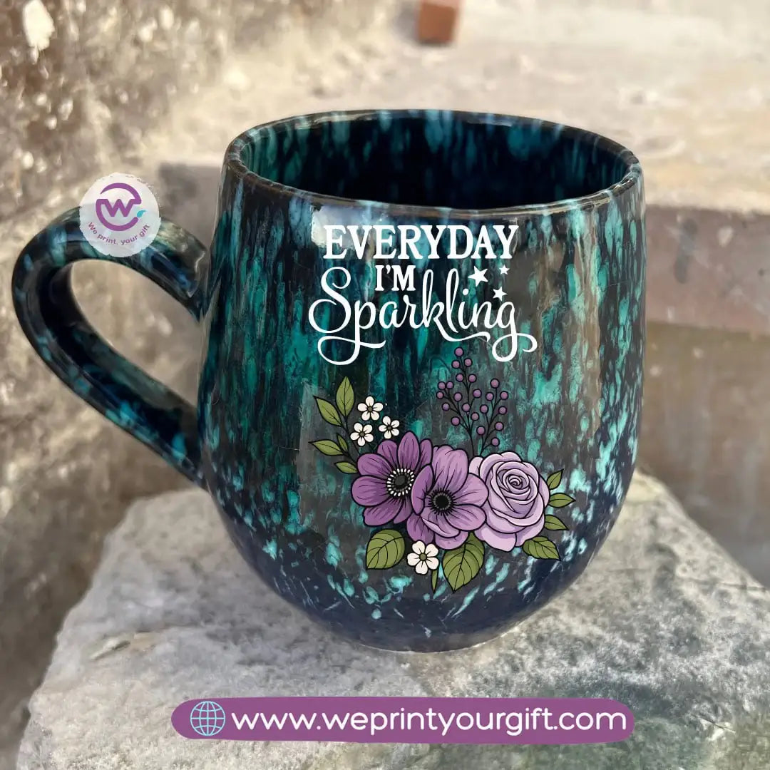 Dark Blue & Green Galaxy Pottery Mug – 400 ml | Digital Art Designs - WE PRINT