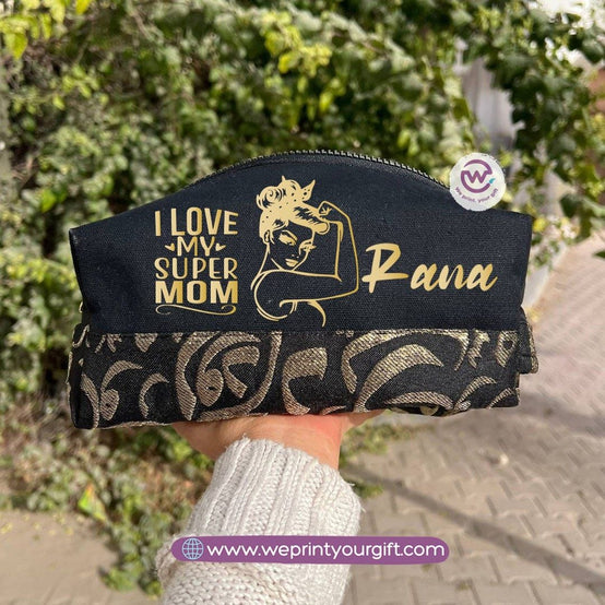 Islamic Pattern Mother’s Day Boxy Pouch – Cotton Makeup & Pencil Case
