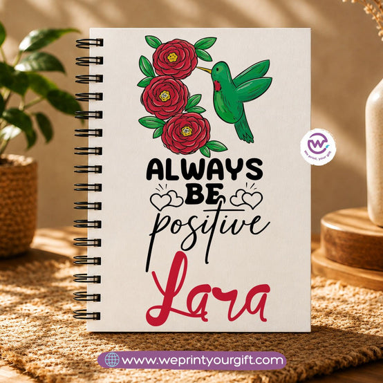 Motivational Digital Art Wooden Cover Notebook