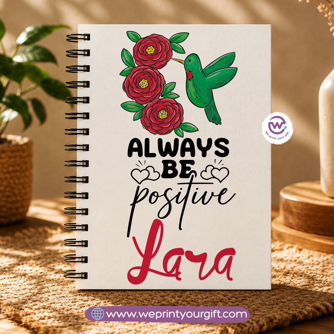Motivational Digital Art Wooden Cover Notebook