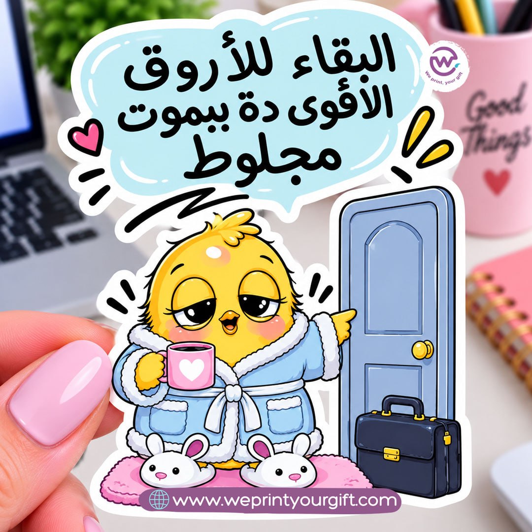 Little Chick, Big Workday Feelings – Egyptian Arabic Comic Sticker
