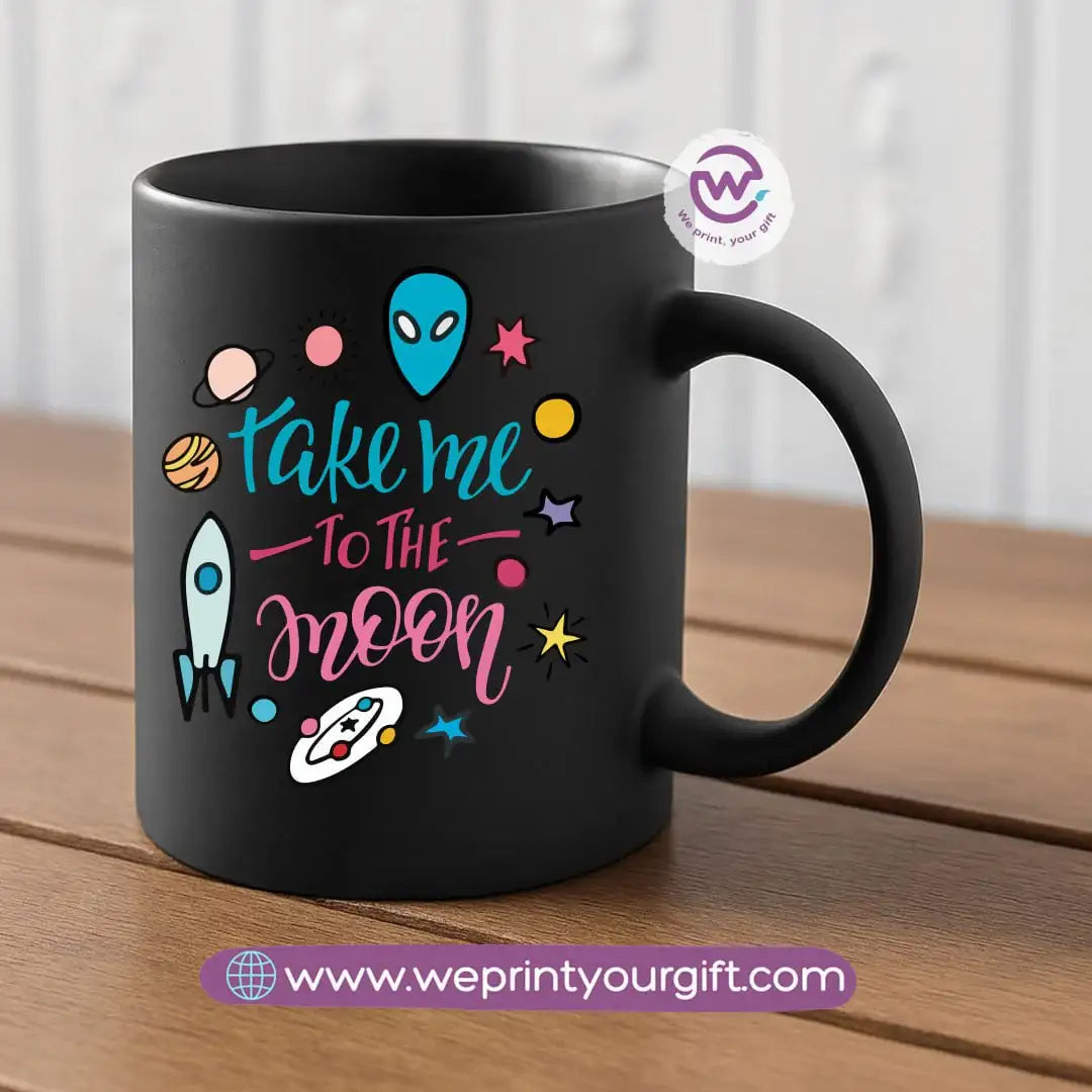 Black Classic Mug – 350 ml | Space Designs | UV Raised Sticker Printing - WE PRINT