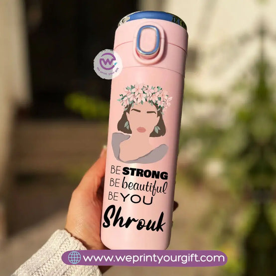 Stainless Steel Thermal Mug with Digital Temperature Display – 420ml | Floral Motivational Design - WE PRINT