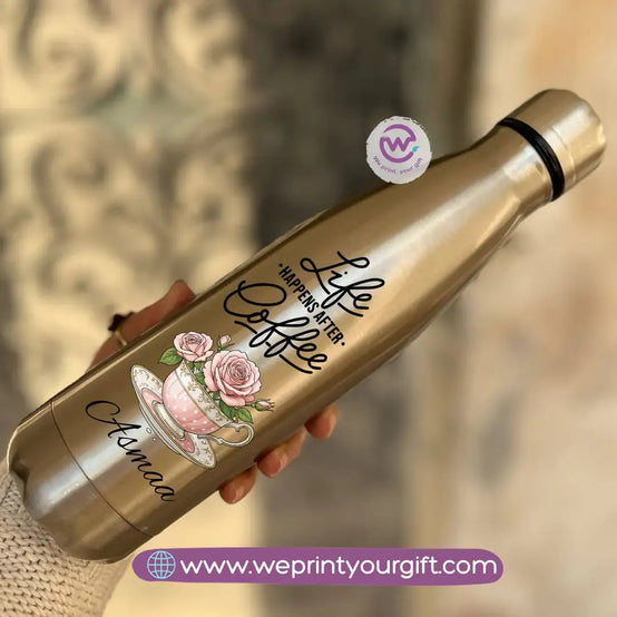 Silver Thermal Bottle with Motivational Digital Art – 500 ml - WE PRINT