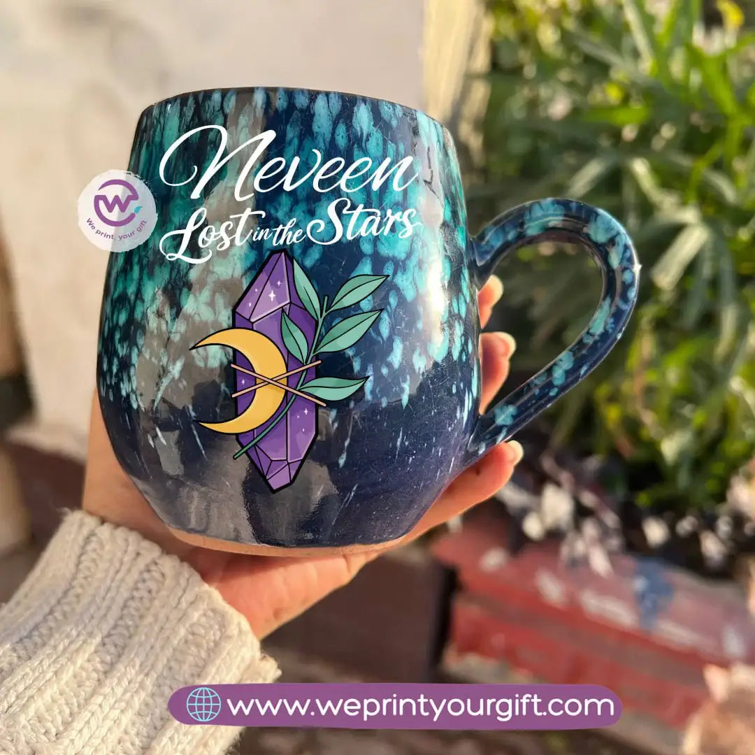 Dark Blue & Green Galaxy Pottery Mug – 400 ml | Digital Art Designs - WE PRINT