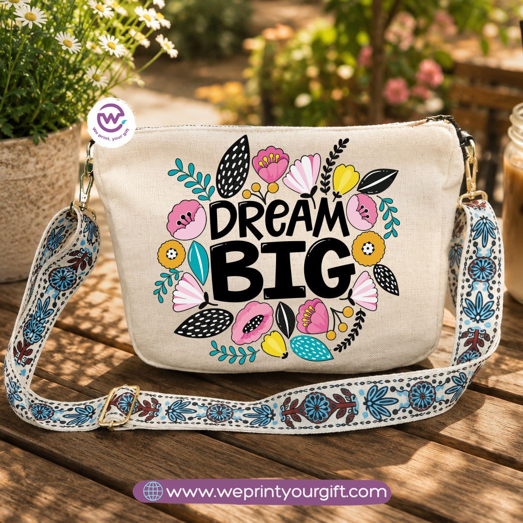 Encouraging Quote Shoulder Bags with Colorful Straps
