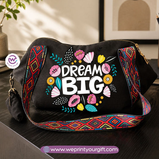 Floral Motivational Shoulder Bag & Pouch Set