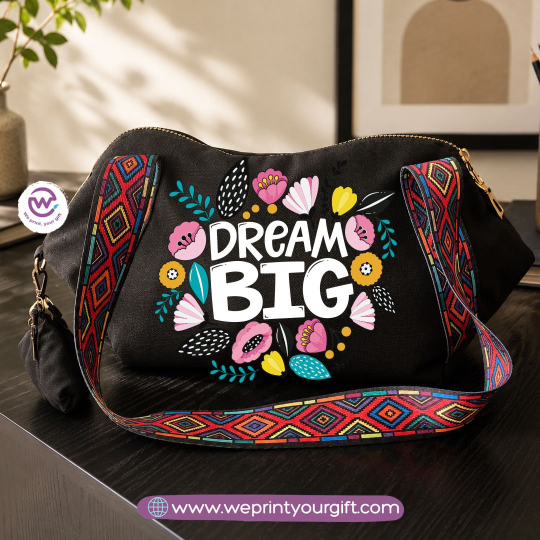 Floral Motivational Shoulder Bag & Pouch Set