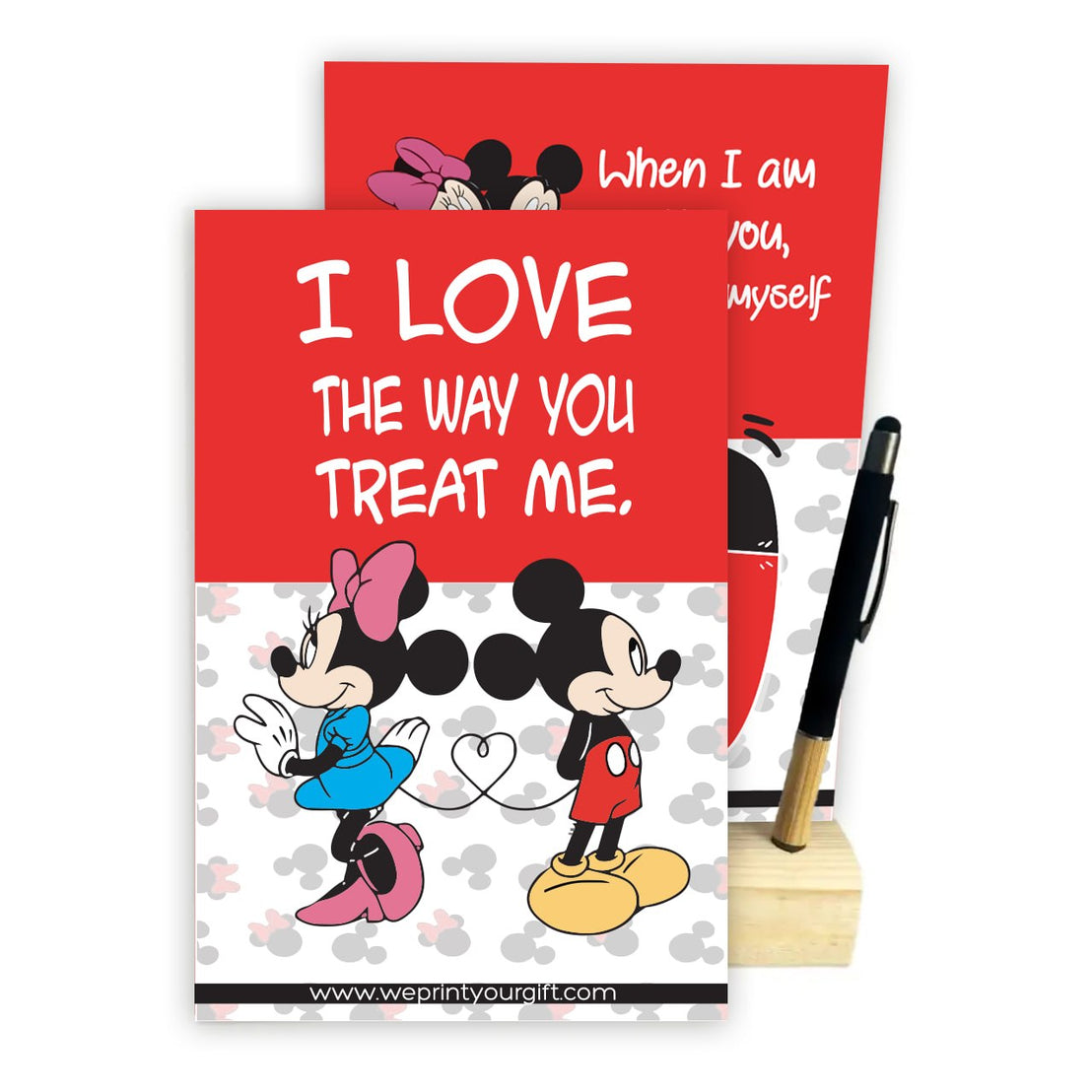 MINNIE MOUSE 2027 Desk Calendar – Cute Monthly Designs with Wooden Stand & Bamboo Touch Pen