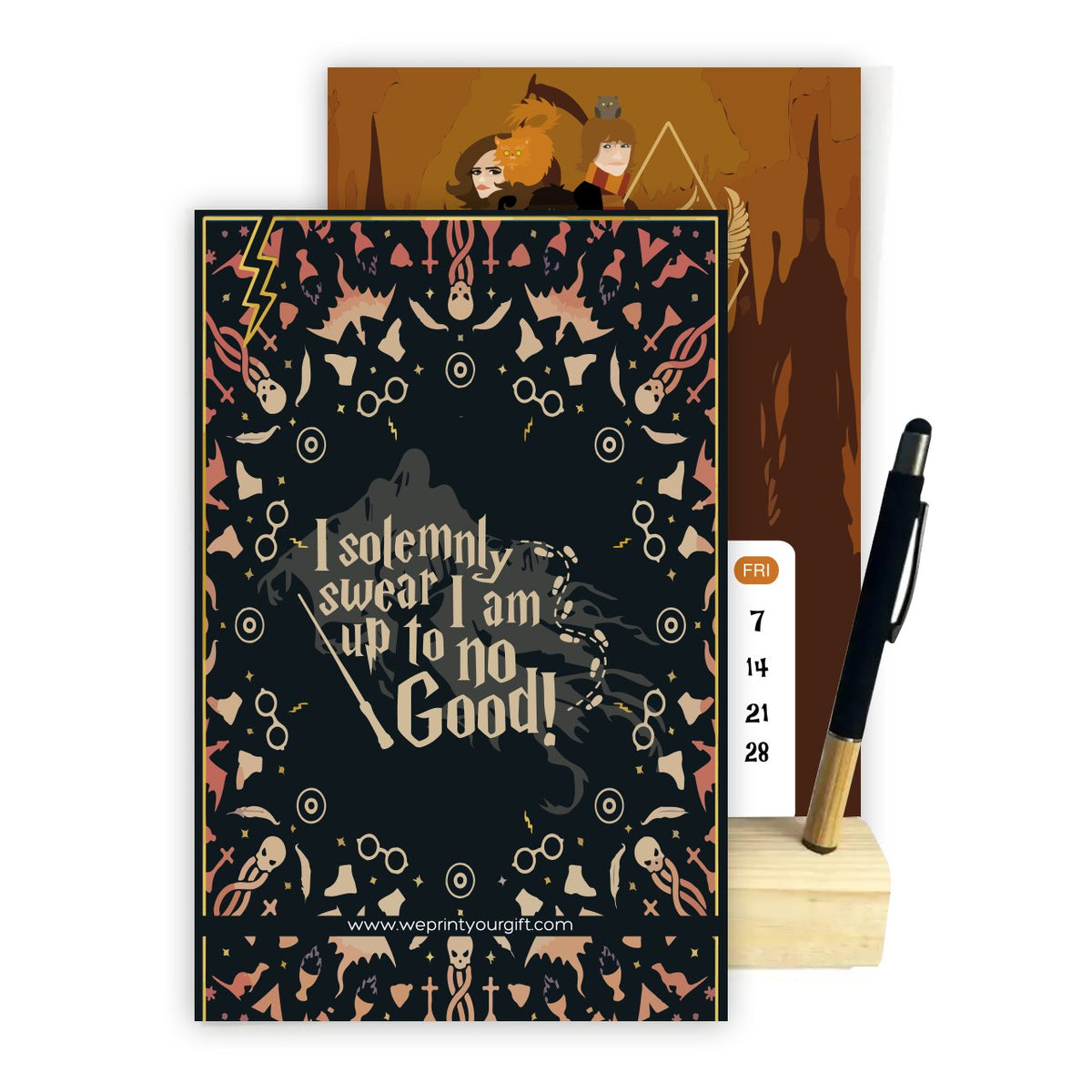 HARRY POTTER 2027 Desk Calendar – Magical Monthly Designs with Wooden Stand & Bamboo Touch Pen