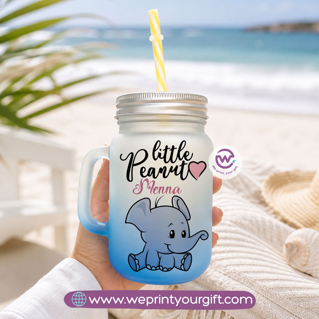 Cute Elephant Glass Mug with Lid & Straw – 400ml