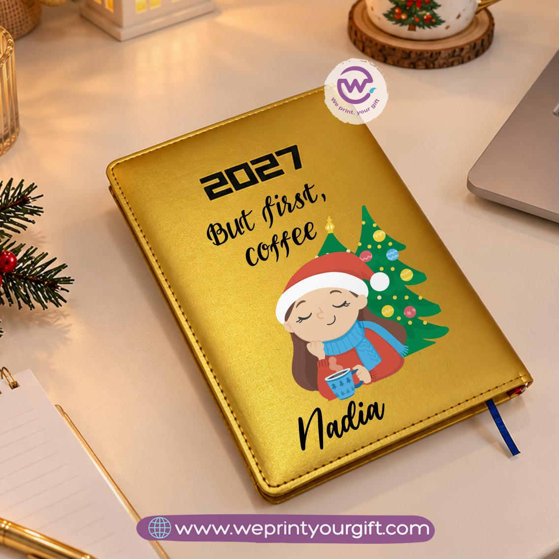 Christmas Wishes 2027 Daily Planner – Personalized Festive Agenda with Custom Name & Holiday Designs