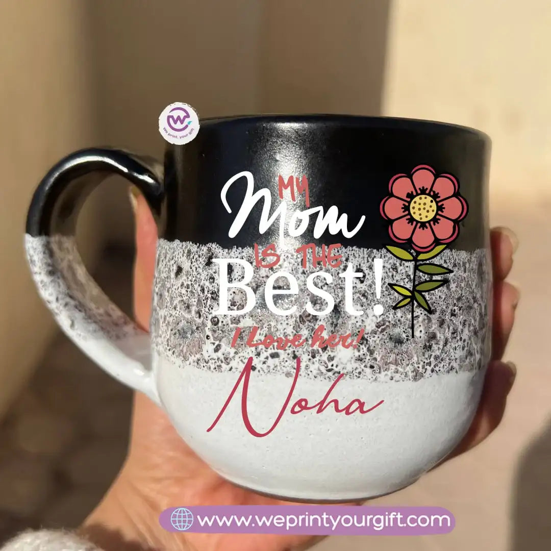 Black & White Handmade Pottery Mug – 350 ml | Mother’s Day Designs - WE PRINT