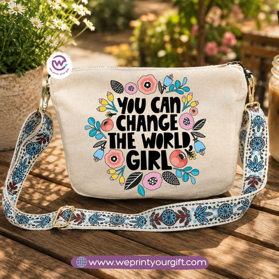Encouraging Quote Shoulder Bags with Colorful Straps