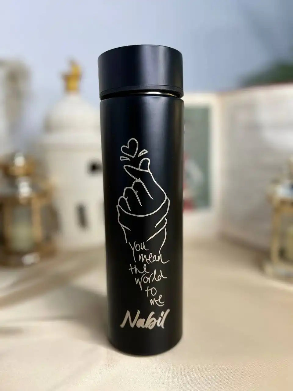 Black Thermal Thermos with screen Lid - Engrave -Buy 2 Get 1 Free