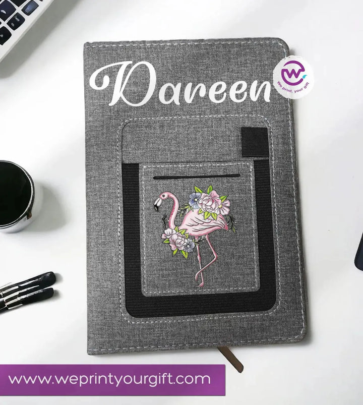 Notebook with fabric Cover& pocket- Names - WE PRINT