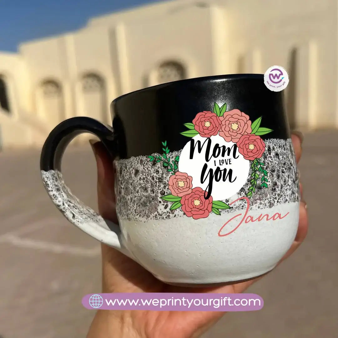 Black & White Handmade Pottery Mug – 350 ml | Mother’s Day Designs - WE PRINT